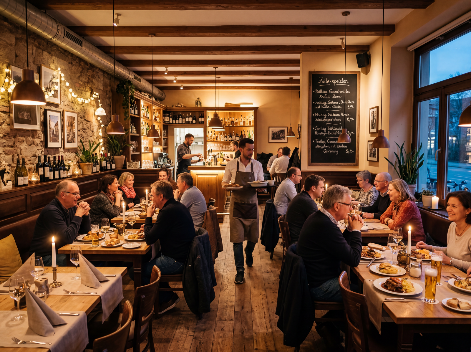Einladendes Restaurant mit warmer Beleuchtung